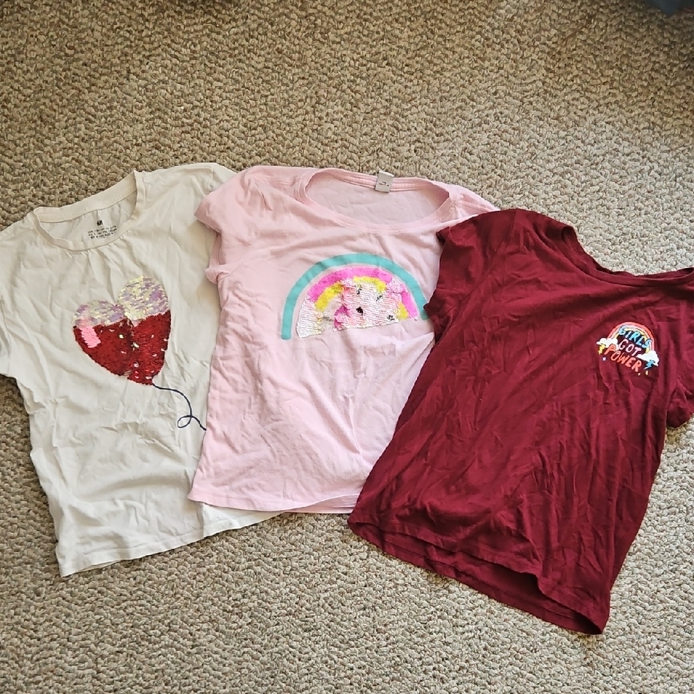 H&M Kids Short Sleeve Tees - Cream, Pink, Red